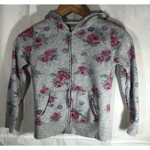 OshKosh B'gosh Girls Gray & Pink Floral Full Zip Hoodie Size 6/6X